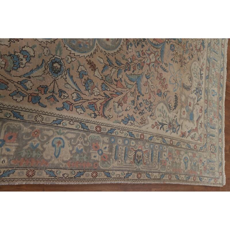 Hand Knotted Oriental 100% Wool Carpet Traditional Floral Pink Tabriz Area Rug - 12' 6'' X 9' 6''