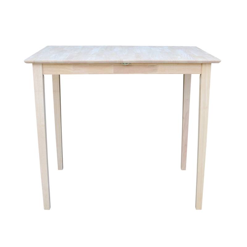 International Concepts 32-inch Wide Unfinished Shaker Style Parawood Bar Height Dining Table with Butterfly Extension