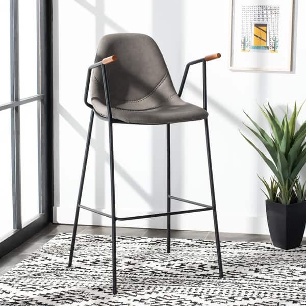 slide 2 of 46, SAFAVIEH Tanner Mid-century Faux Leather Barstool - 25" W x 21.5" D x 39" H