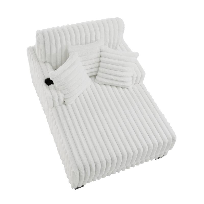 41.7" W Upholstered Plush Corduroy Chaise Lounge withe Pillows