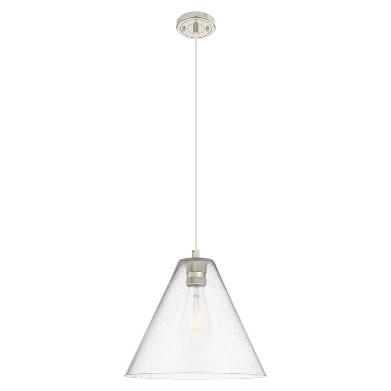 Innovations Lighting Downtown Urban - Crown Point - 1 Light 12" Berkshire Cord Hung Pendant - Polished Nickel/Seedy Shade