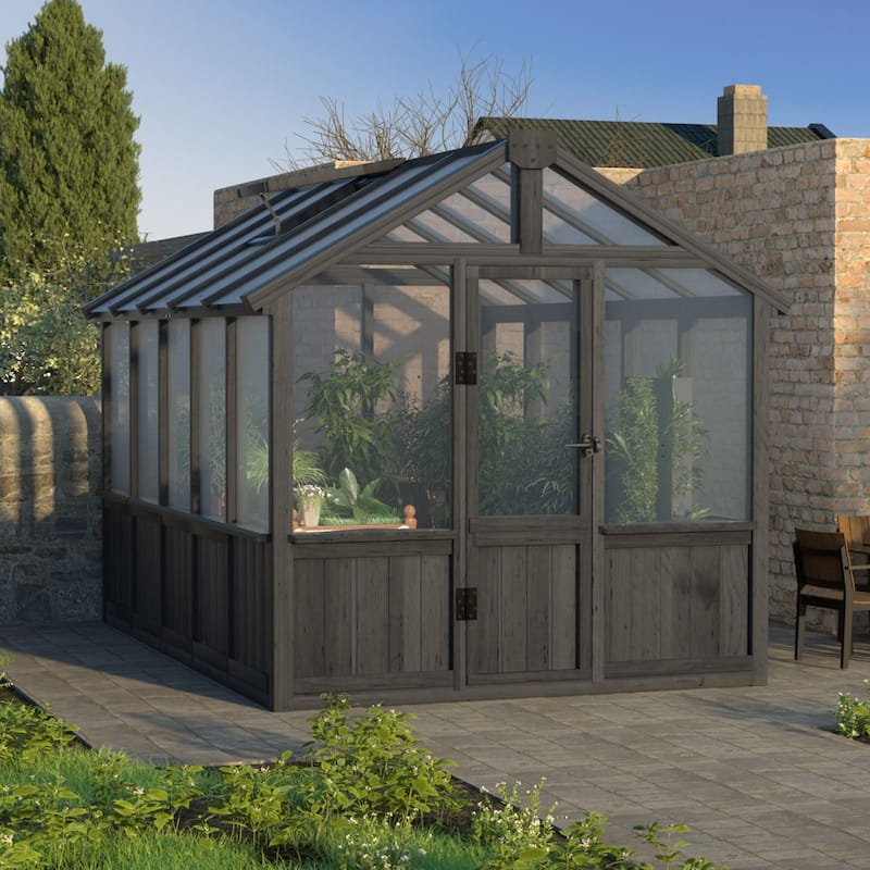 VEIKOUS Walk-in Wooden Greenhouse for Outside, Garden and Backyard, Black - 6'×10'