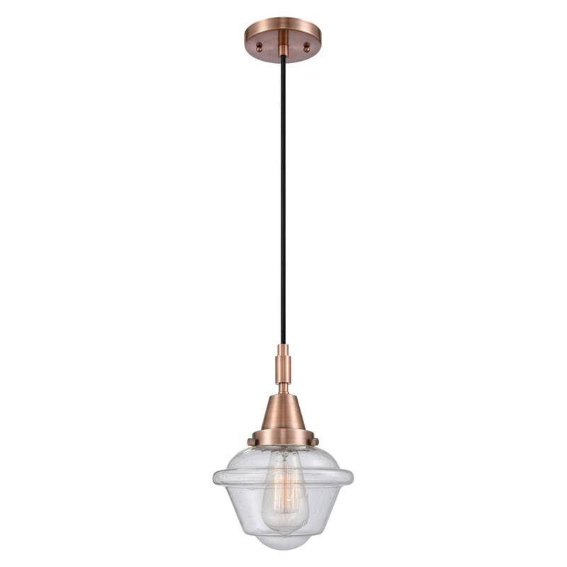Innovations Lighting Downtown Urban - Caden Oxford - 1 Light 7" Cord Hung Mini Pendant - Antique Copper/Seedy Shade