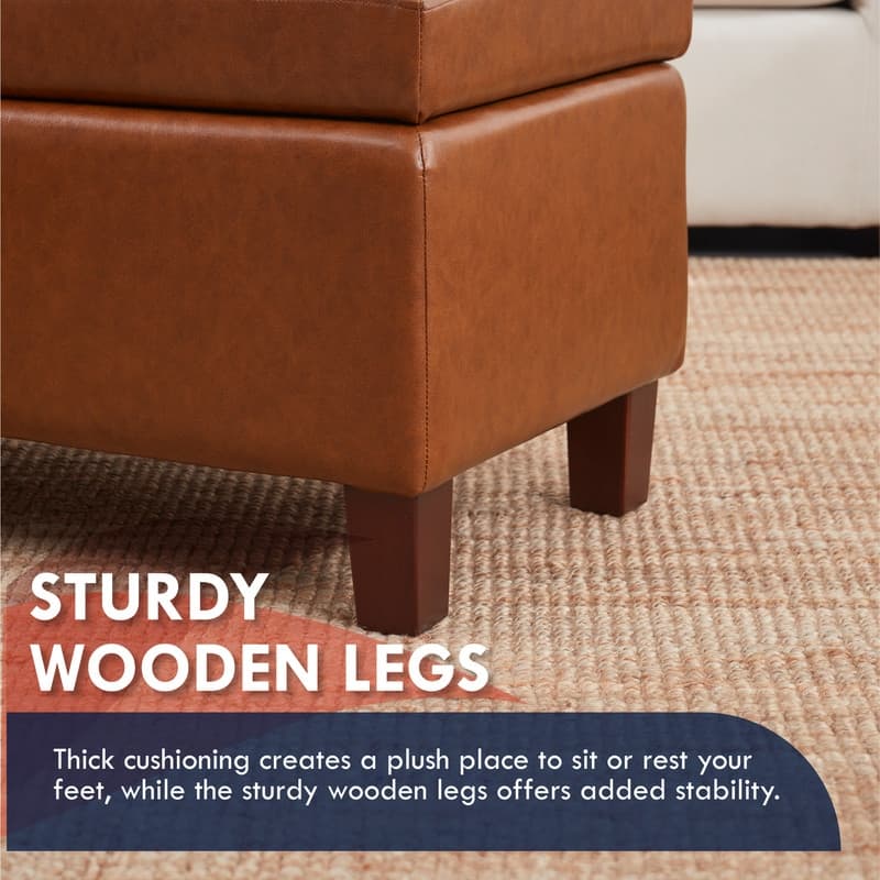 Hamilton Upholstered Rectangle Storage Ottoman with Hinge Lid - 40" x 15" x 16"