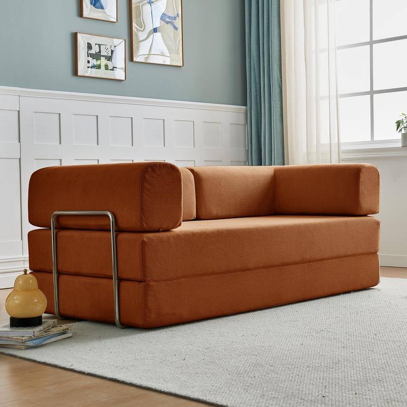 3-Seater Corduroy Sofa Bed, Multi-Functional Compact, Easy Assembly