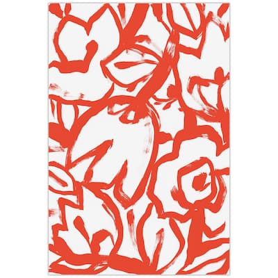 Empire Art Direct Scarlet Blooms I Floral Printed Tempered Glass Wall Art
