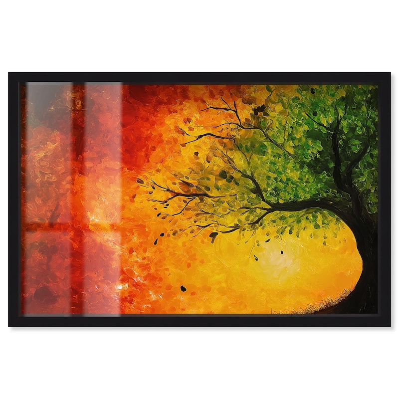 Fire and Ice Tree I Shadowbox by Art Remedy - Black - 54" x 36"