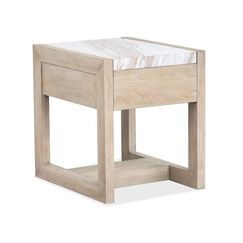 Magnussen Home Preston Gallery Buff and Antique Silver Rectangular End Table - 20''W x 25''D x 24''H