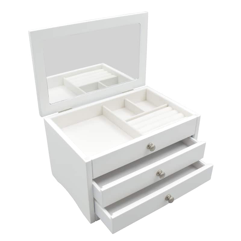Classic Lift Top White Jewelry Box - N/A