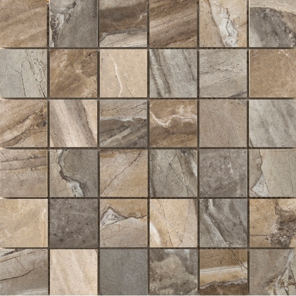 Emser Tile F02EURA-1313MOB Eurasia - 2" x 2" Square Mosaic Floor and Wall Tile - Unpolished Stone Visual - Eurasia Multicolor