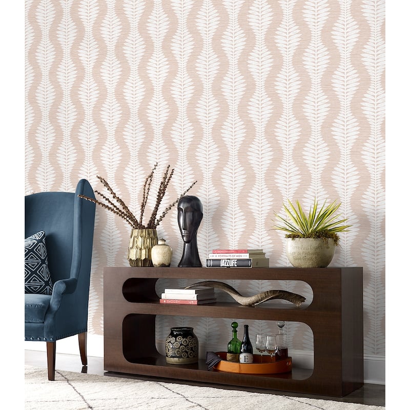 Lillian August Carina Leaf Ogee Embossed Vinyl Unpasted Wallpaper