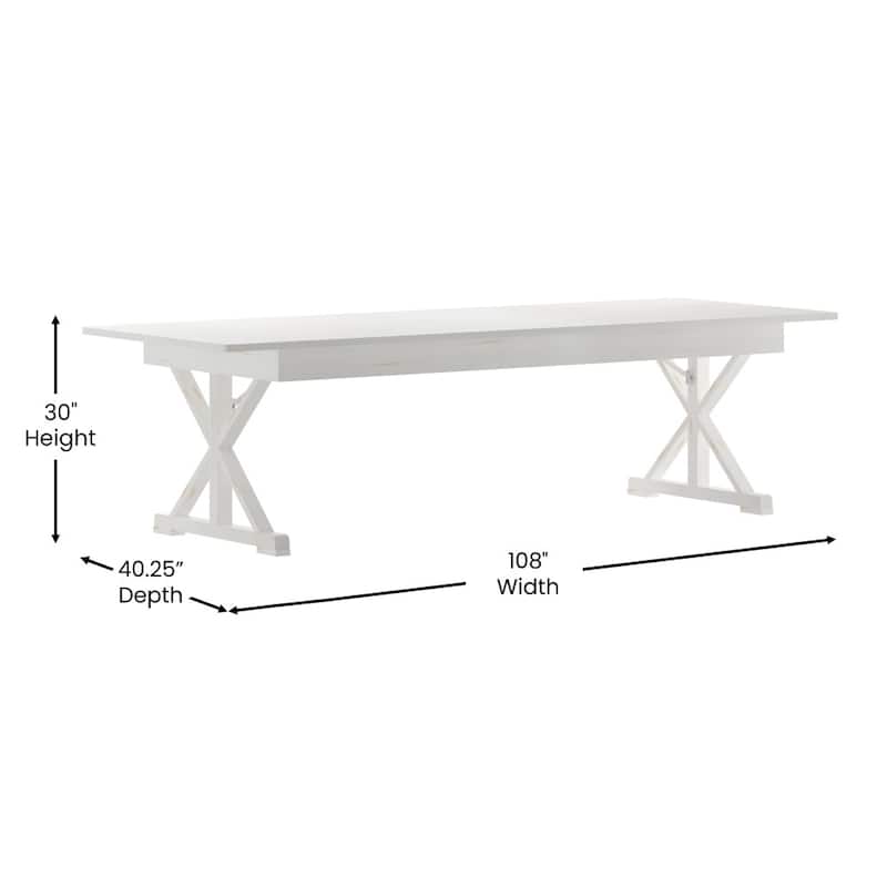 Solid Pine Farm Dining Table with X-Style Legs - 9' x 40"