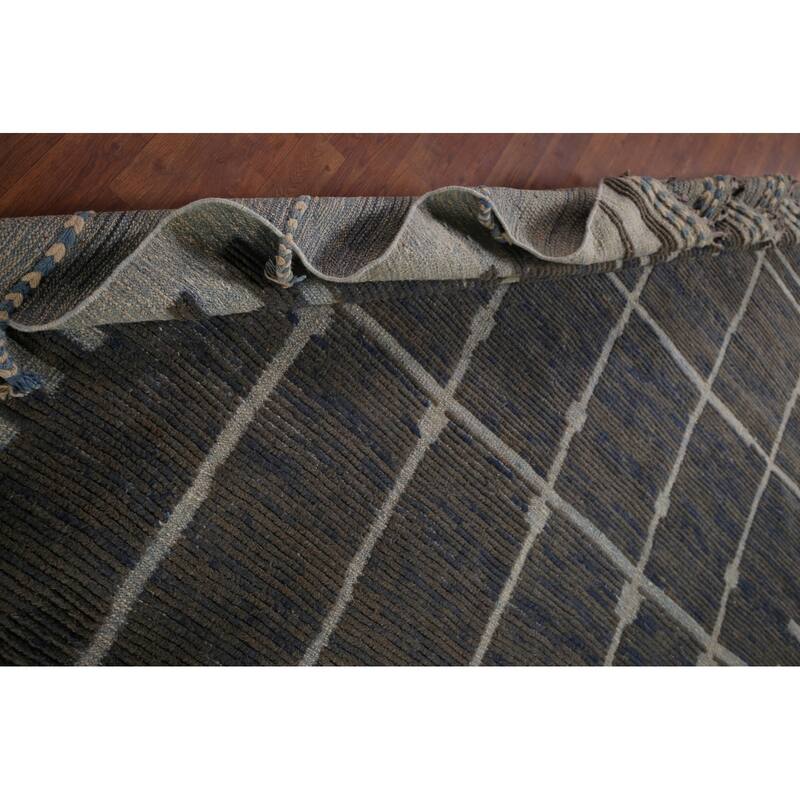 Earth Tone Moroccan Area Rug Handmade Wool Carpet - 7'11"x 12'2"