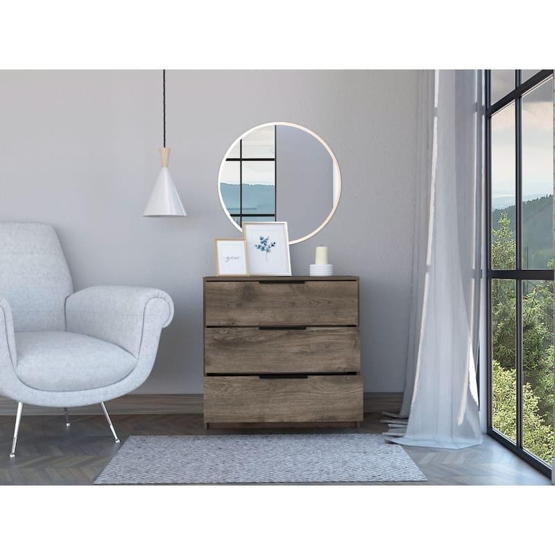 TUHOME Kaia 27-inch Tall 3 Drawer Dresser with Metal Hardware