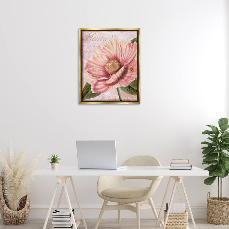 Stupell French Flower & Ladybug Framed Floater Canvas Wall Art Design By Sasha