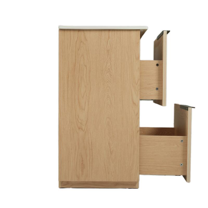 Bathroom Vanity with Ceramic Sink, Freestanding Wooden Bathroom Vanity, Bathroom Cabinet with Full-Extension Drawers