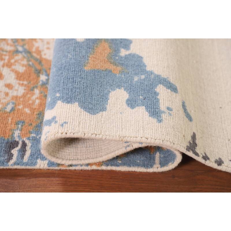 Nature Print Abstract Modern Area Rug Handmade Wool Carpet - 5'3"x 7'7"