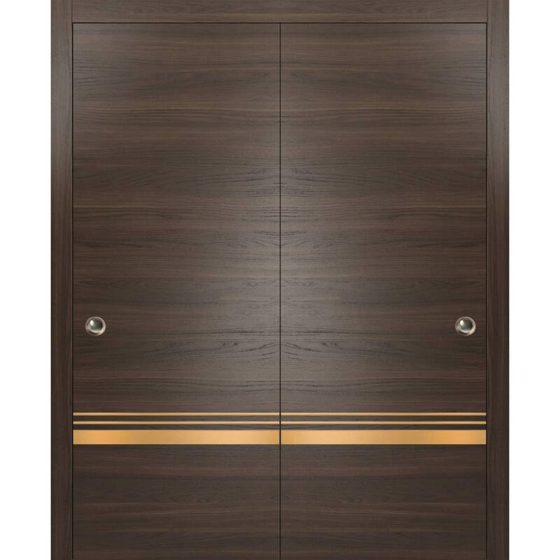 Bypass Doors 36 x 80 Planum 2010 Chocolate Ash with Sturdy Rails - Grey - 56" x 80" ( 2* 28x80)