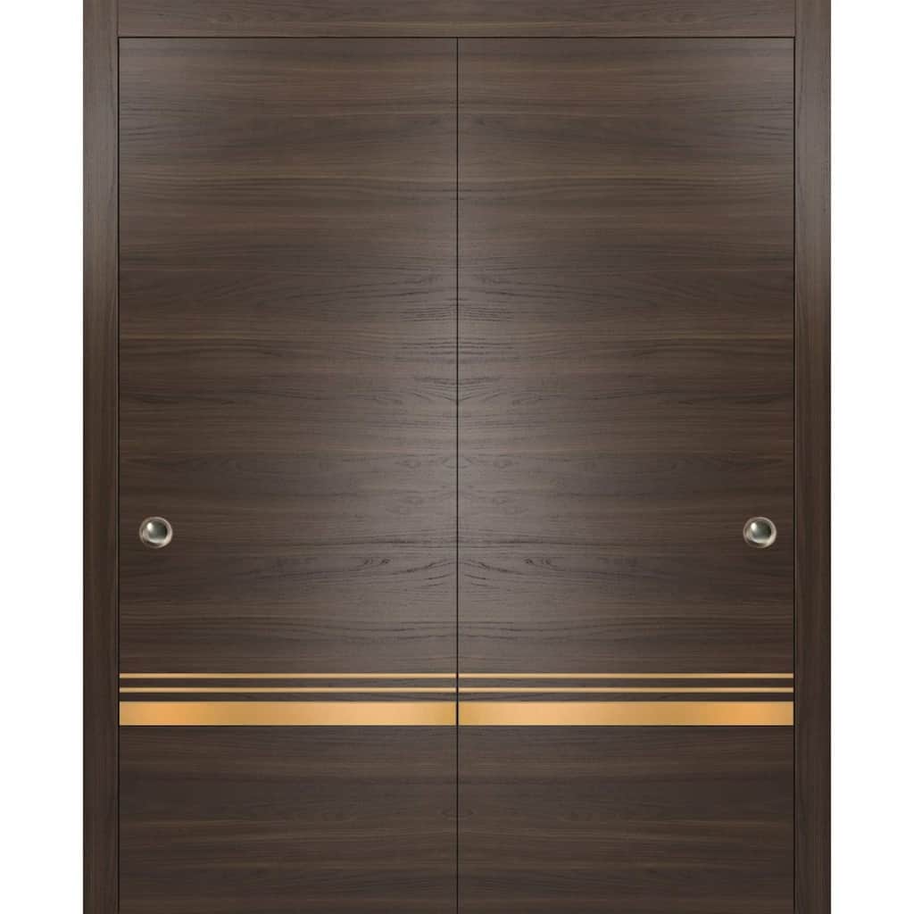 Bypass Doors 36 x 80 Planum 2010 Chocolate Ash with Sturdy Rails