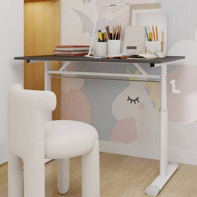 Adjustable Study Desk for Kids & Adults - Height-Adjustable, Multi-Purpose Home/Office Desk, Compact Design - Grey