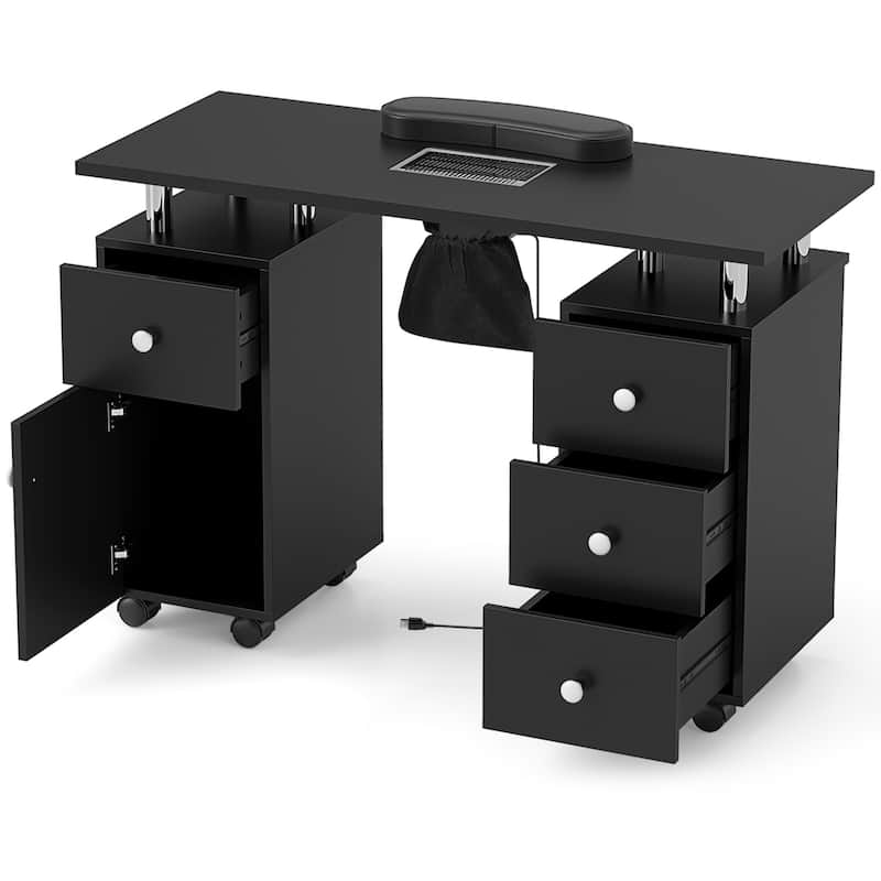 Costway Rolling Manicure Table Nail Desk with with 8 Lockable Wheels & - See Details
