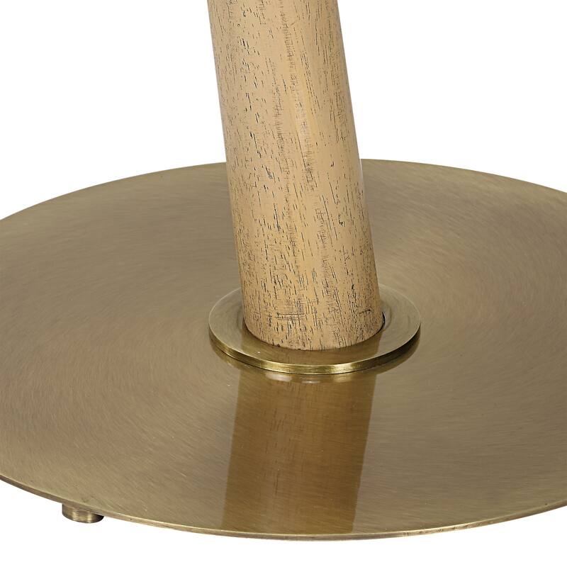 Tapered Wooden Floor Lamp with Drum Shade - 62" - Brown and Brass