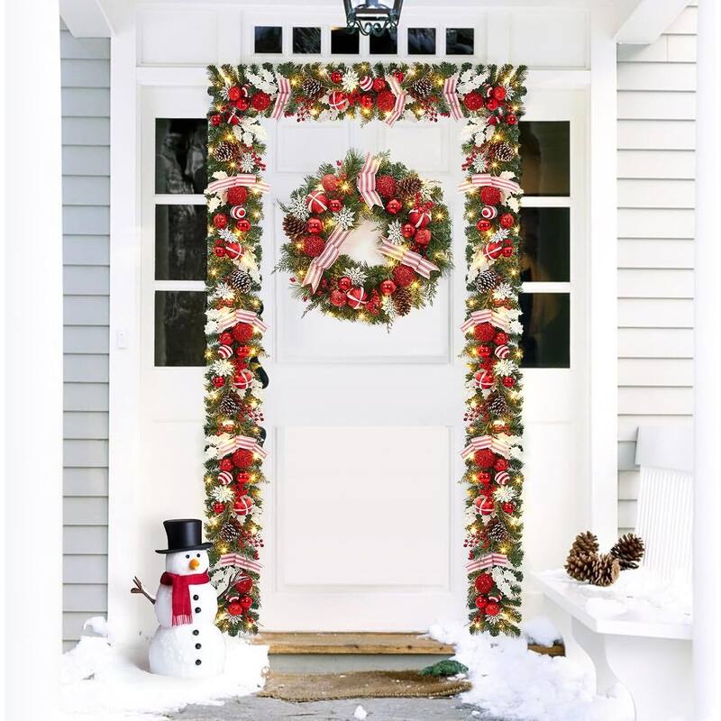 6 Ft Lighted Garland with 20 Waterproof LED Lights for Home Decor - N/A