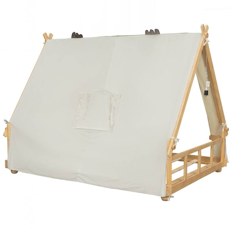 Full Size House Bed with Tent and Light