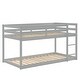 preview thumbnail 4 of 18, Twin over Twin Floor Bunk Bed with Ladder, Solid Pinewood Low Bunkbeds Frame w/Safety Guardrails for Dorm, Bedroom, Guest Room