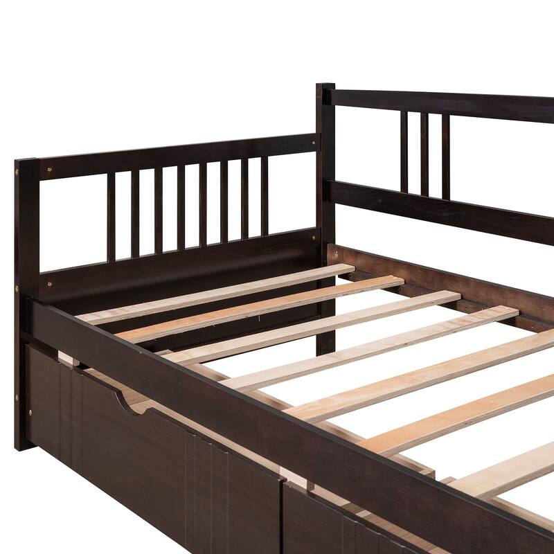 Twin Size Daybed, Wood Daybed with Drawers, Daybed with Storage Drawers Twin, Teens Adults Dual Use Sofa Bed for Bedroom