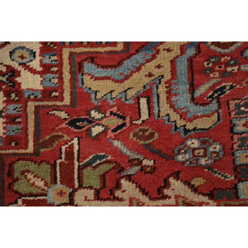 Hand Knotted Oriental 100% Wool Carpet Traditional Medallion Oranges & Rust Heriz (serapi) Area Rug - 12' 11'' X 8' 11''