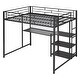 preview thumbnail 6 of 7, Metal Loft Bed Frame with Desk and Whiteboard, Full Size Loft Bed with 3 Shelves, Ladder and Guardrails for Kids, Teens - Black