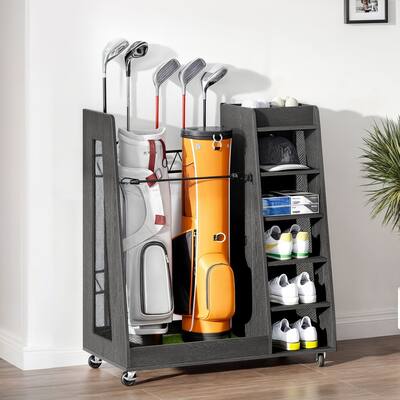 Moasis 35"/47" Wooden Golf Equipment Organizer Storage Rack with Wheels