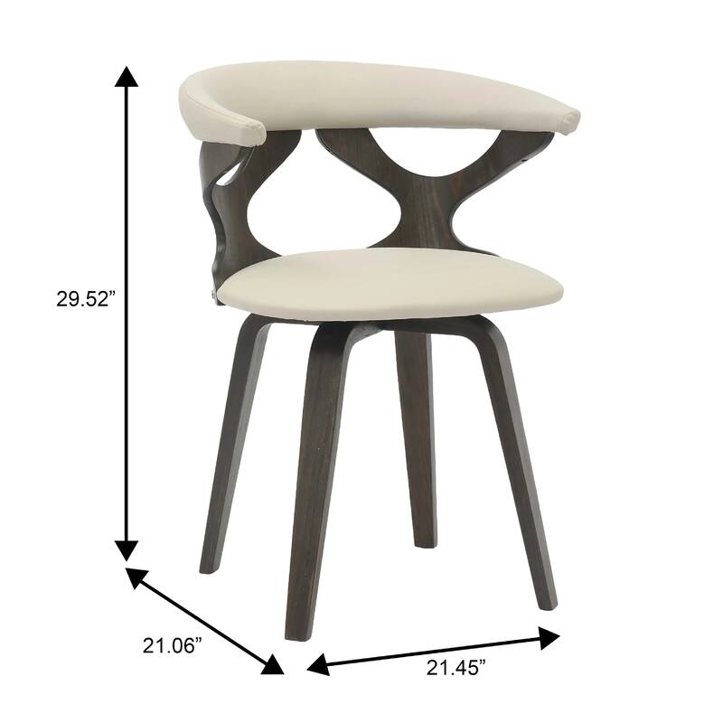 Klyne Leather Dining Chair with Poplar Wood Frame - Mid-Century Wooden Accent Chair with Swivel Base Set of 4