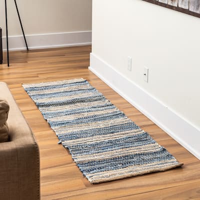 Fabstyles Denim Jute Indigo Handmade Area Rag Rug
