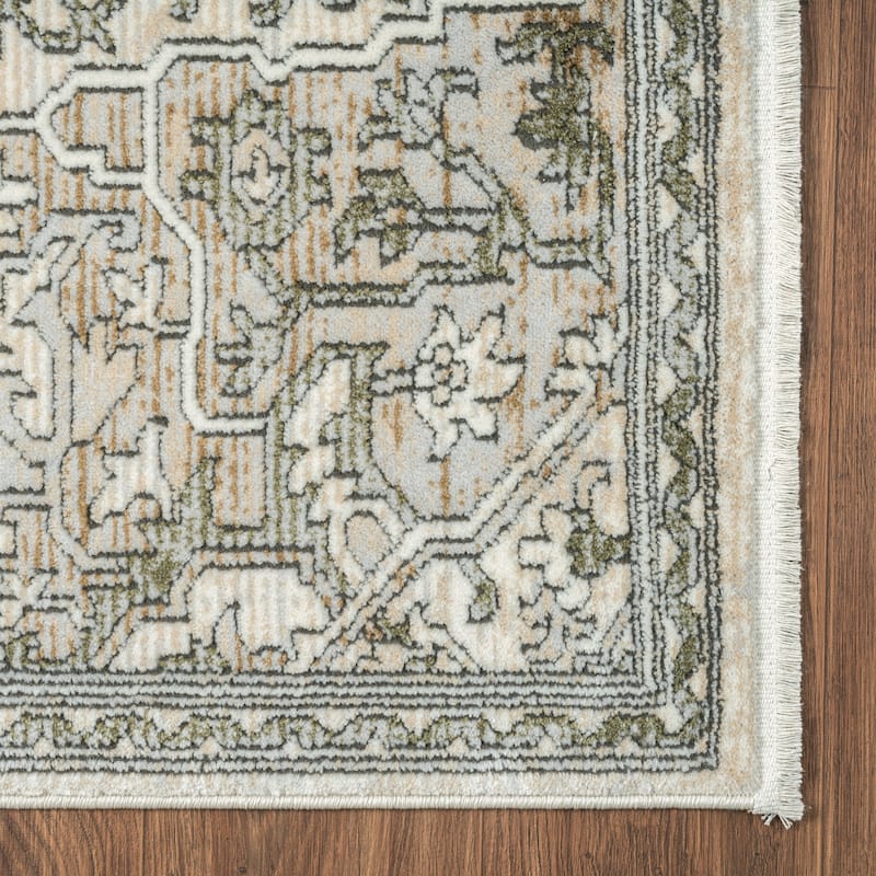 Abani Rugs Savoy SAV160A Green Beige Medallion Area Rug