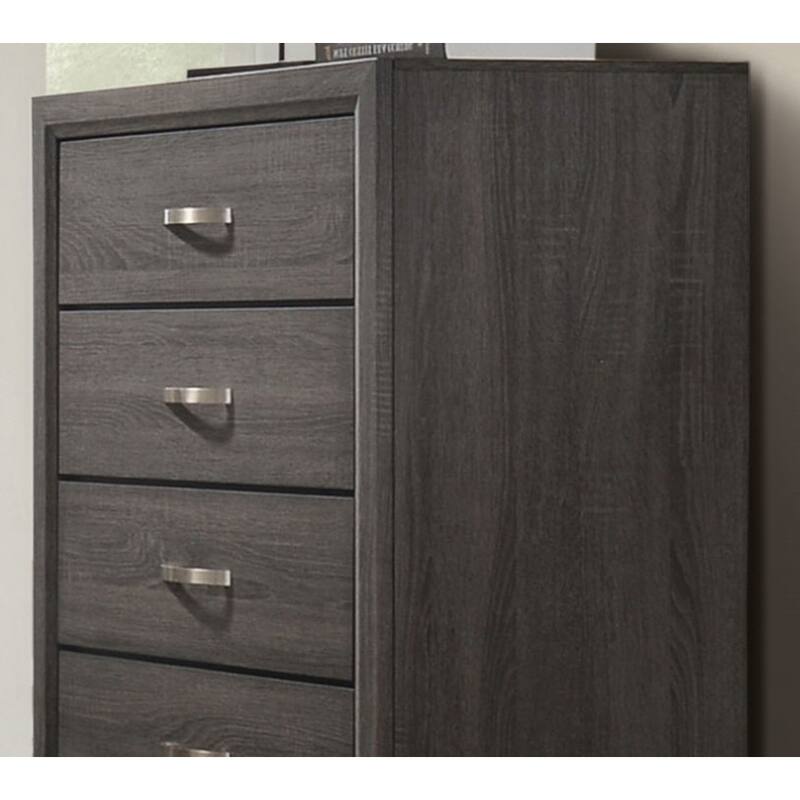 Two-Tone Contemporary Chest with Wooden Legs & Nickel Bar Pulls, Gray