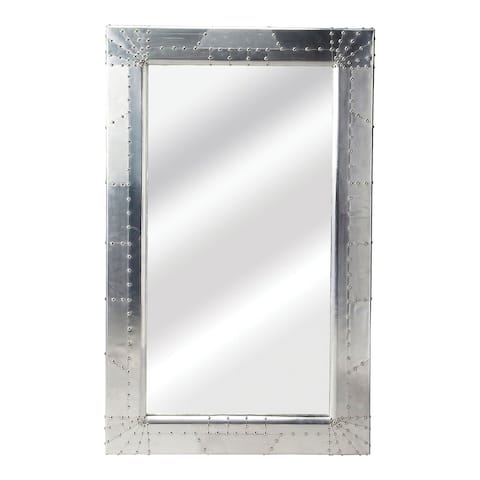 Offex Modern Rectangular Aluminium Midway Aviator Wall Mirror - Silver