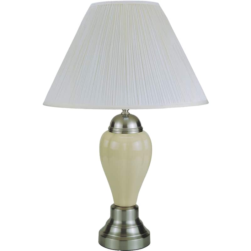 Table Lamp Ceramic 27" Art Nouveau Style Silver Ivory Classic Home Decor Lamp
