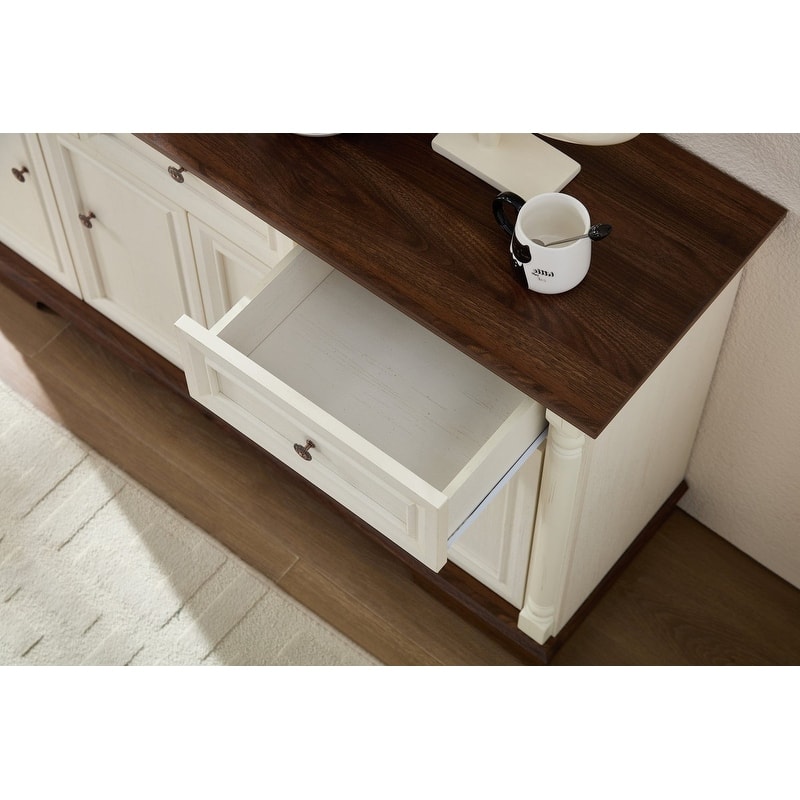 Farmhouse 55" Sideboard Buffet, Kitchen Storage Cabinet with 3 Drawers for Organized Home Living Solutions