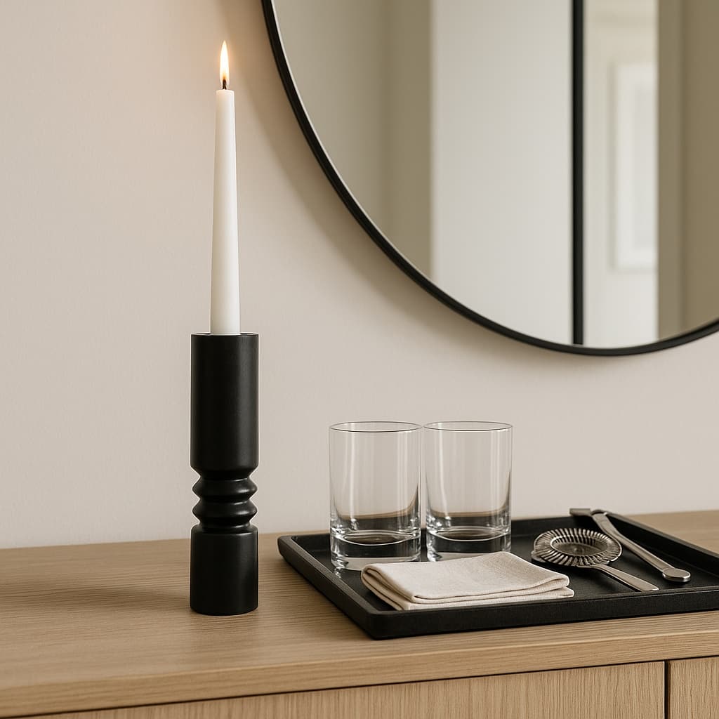 Mango Wood Ridge Taper Candle Holder