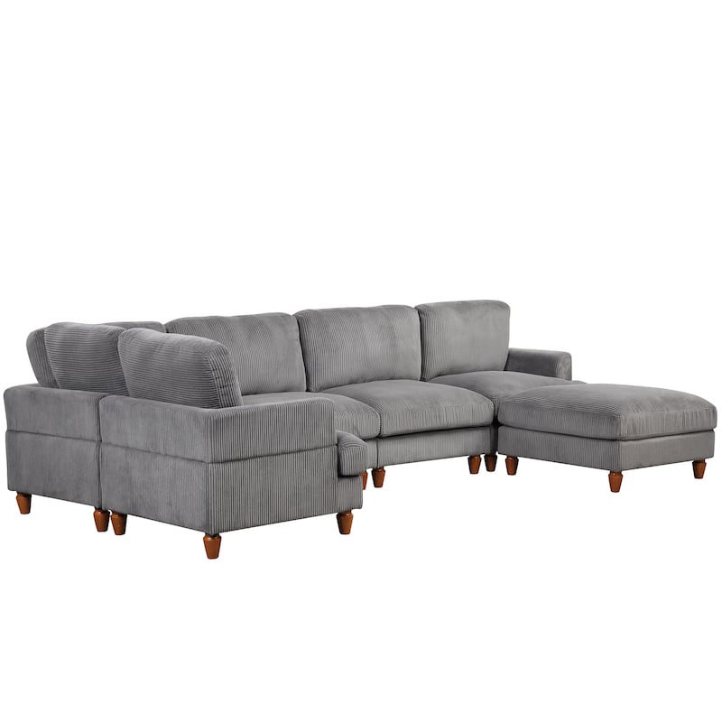 Modern Sectional Sofa Couch with Ottoman, L-Shaped Corner Sofa Sectionals Convertible Sleeper Sofa Bed for Living Room Office