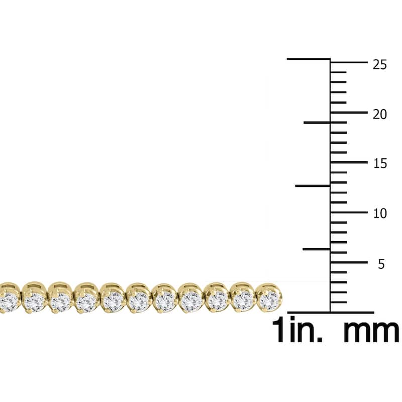 Marquee Certified 3 Carat TW Three Prong Diamond Tennis Bracelet in 14K Yellow Gold