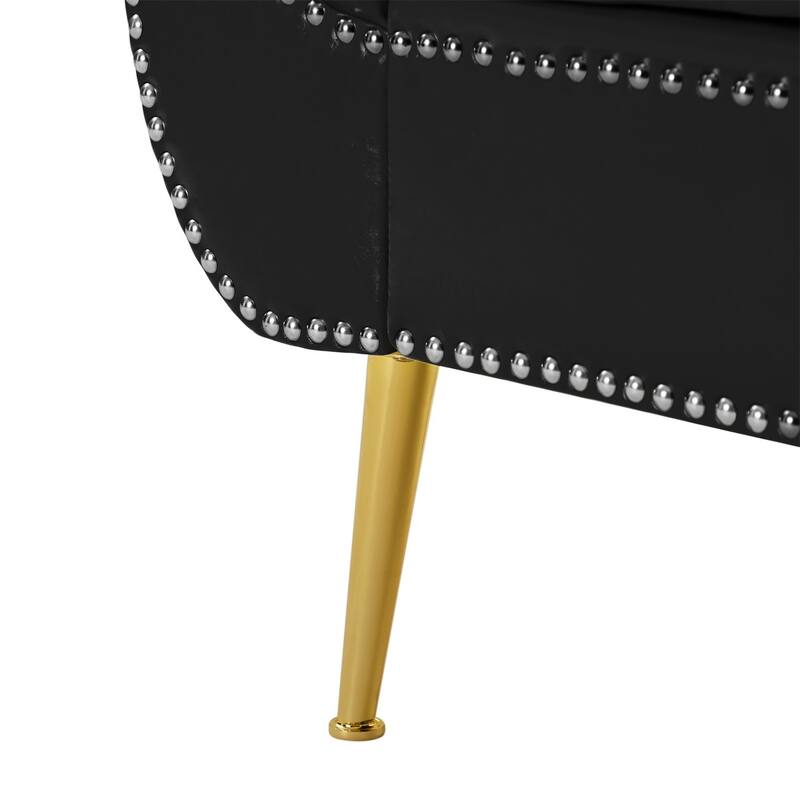 Armed Ottoman Bench PU Leather Bench Button Tufted Sofa Stool Bench Footrest Stoolfor Entryway, Living Room and Window
