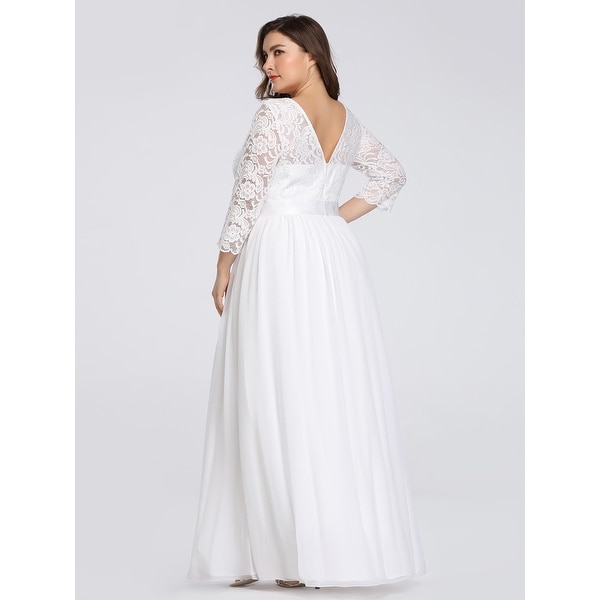 plus size white evening gowns with sleeves