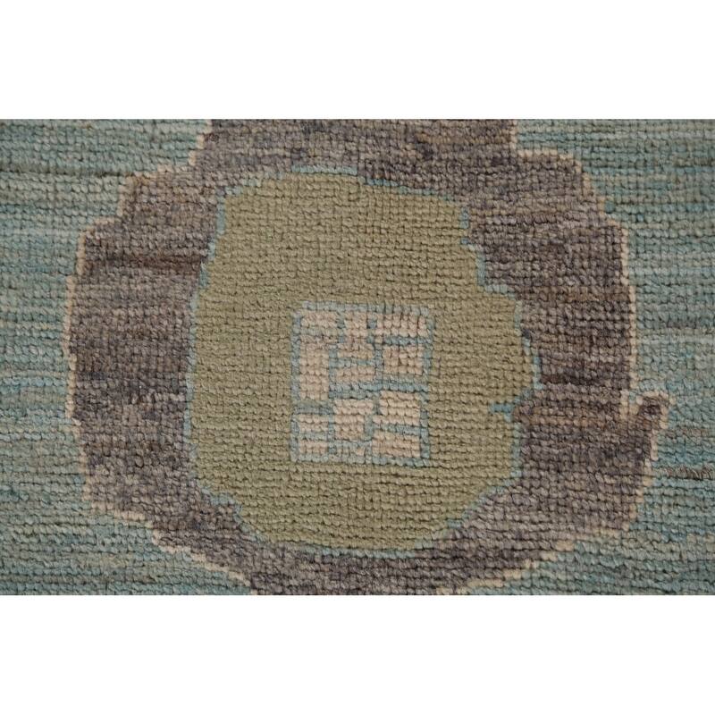 Light Blue Oushak Turkish Large Rug Handmade Vegetable Dye Wool Carpet - 10'3"x 14'0"
