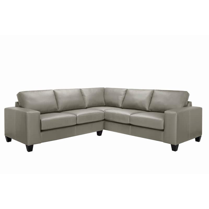 Paulina Top-grain Italian Leather Sectional Sofa - Light grey