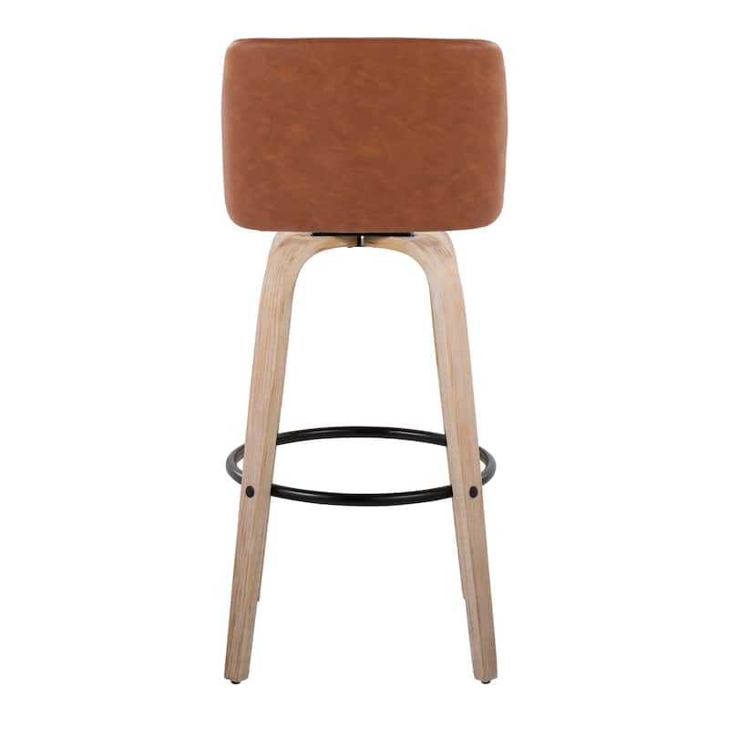 The Gray Barn Vallberga 30" Fixed-Height Bar Stool with White Washed Wood Base (Set of 2)