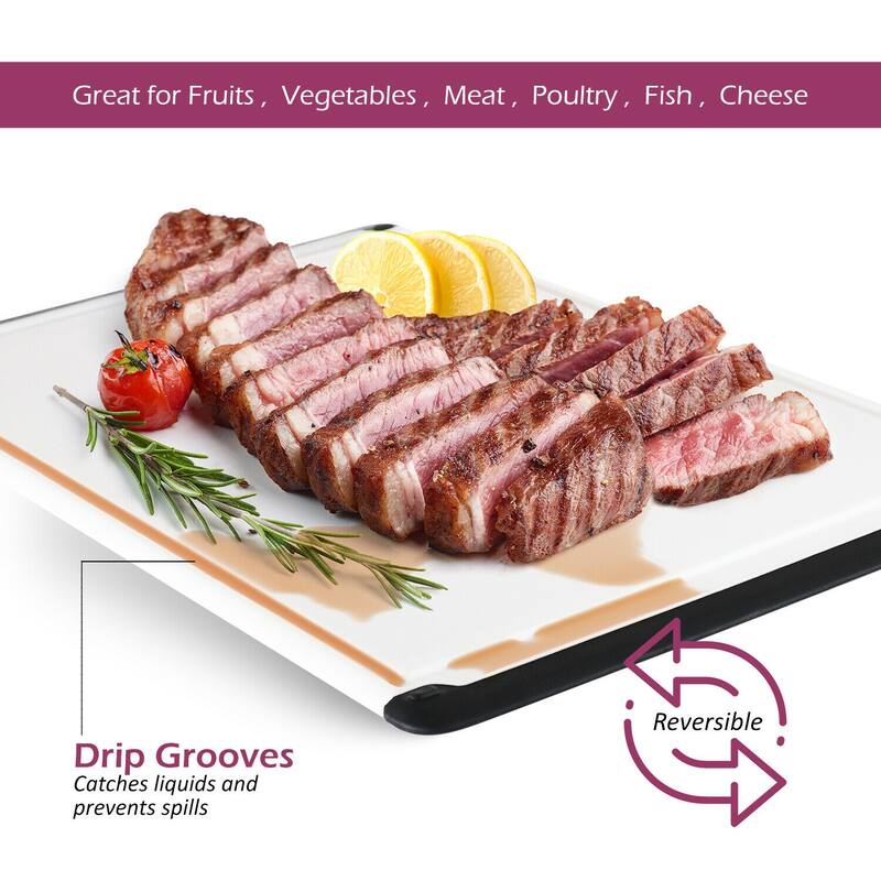 Plastic Cutting Boards - Large 18 x 12 Inch Rubber Cutting Board with Juice Grooves, Non-Slip, Dishwasher Safe Cutting Boards