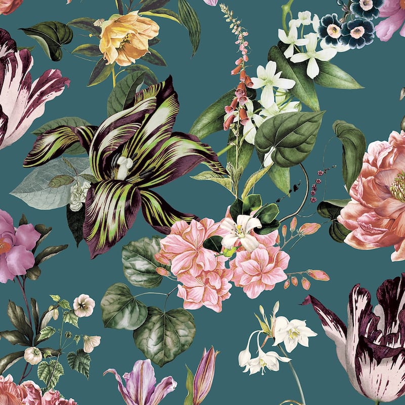 Galerie Wallcoverings Flora Cherry Blossoms Vinyl on Non-woven Matte Wallpaper Roll - 33 feet x 21 inches - Green